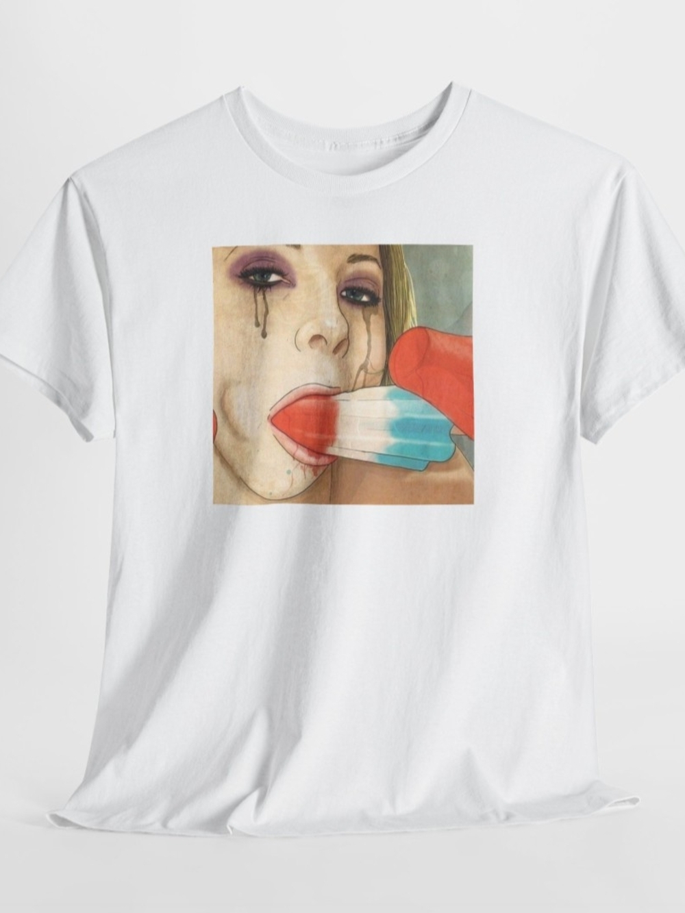 Retro Pop Art Girl and Red-White-Blue Popsicle - Picture 2 of 3